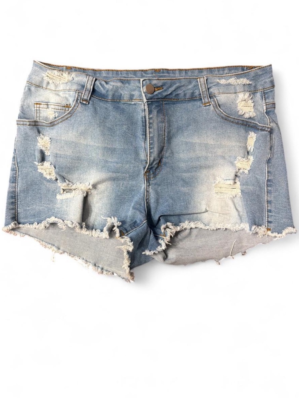 SHEIN Light Blue Distressed Denim Shorts